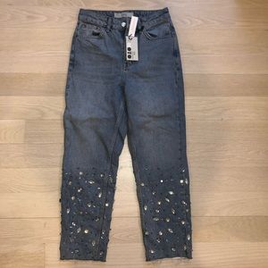 Topshop studded MOTO mom high waisted jeans